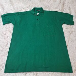 Hosmar men's short sleeve green polo tee henley tee t-shirt L